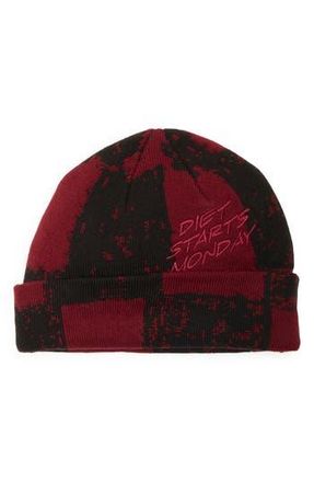 Diet Starts Monday Checkered Beanie in Maroon/Black at Nordstrom Rack