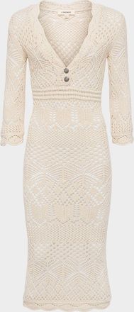 L'agence Doive Pointelle Midi Dress