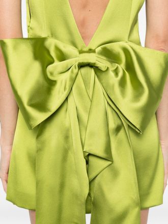 Self Portrait Cutout-Detail Linen Dress - Lime Green