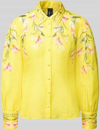 Marc Cain Bluse aus Leinen-Mix mit Knopfleiste in GELB, Gr&ouml;&szlig;e 34