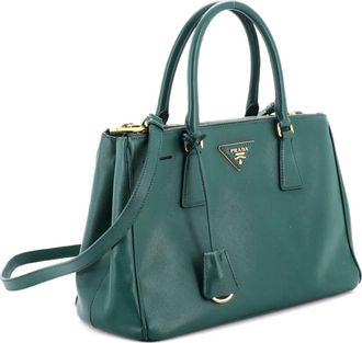 Prada Double Zip Lux Saffiano Leather Medium tote bag - Verde
