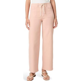 Paige Ari Drawstring High Waist Wide Leg Pants in Vintage Peach at Nordstrom, Size 29
