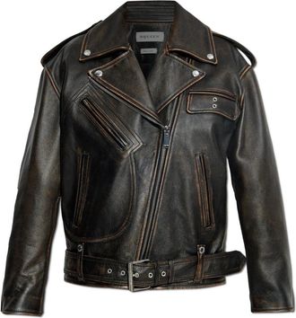 Alexander McQueen Leren jas - Dames - Leren en Su&egrave;de Jassen - Bruin - S - Leer - Jassen