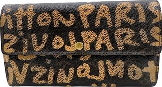 Louis Vuitton Brown Leather Long Wallet (Tri-Fold) (Pre-Owned)