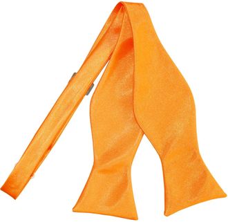 DQT Men Self Tied Plain Satin Tuxedo Bow Tie - Fluorescent Orange