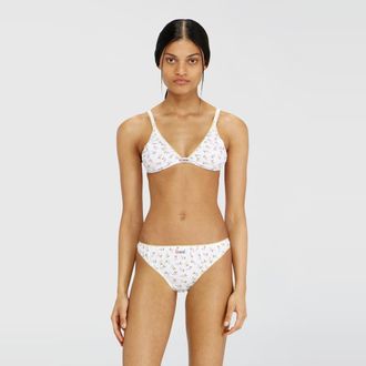 Diesel Cotton triangle bra with all-over floral print - Bras - Woman - White