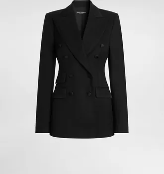 Dolce & Gabbana Turlington Double-breasted Jacket In Bi-stretch Twill - Woman Blazers Black 36