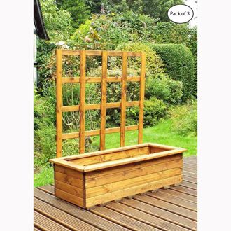Charles Taylor Trading Multi Pack of 3 - Extra Large Kensington Planter - Fully Assembled in Light Brown