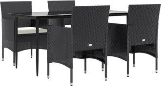 vidaXL Juego De Comedor De Jard&iacute;n 5 Piezas Con Cojines Negro Vidaxl