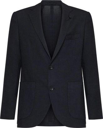Lardini Lurex Wool-Blend Blazer - Heren - Blazers - Blauw - L - Wol - Jassen