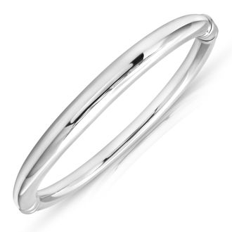 MAX + STONE Sterling Silver Polished Classic Bangle Bracelet with Hinged Clasp