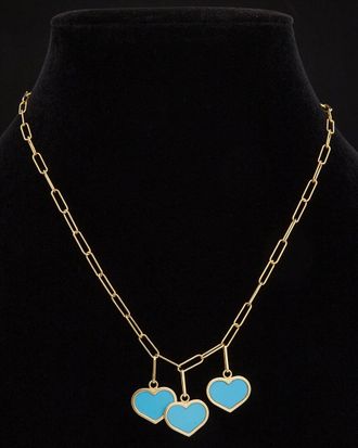 Meshmerise 18K Over Silver Gemstone Paperclip Necklace