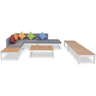 vidaXL Vidaxl - Set Divani da Giardino 5 pz con Cuscini in Alluminio e wpc