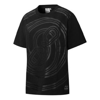 Puma (WMNS) PUMA x PRONOUNCE Crossover W Graphic Tee Printing Pattern Solid Color Round Neck Short Sleeve Black 534039-01