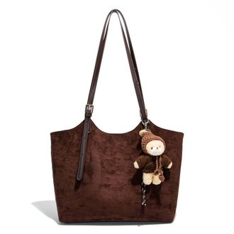 Generic Kexpery Faux Suede Vintage Synthetic Suede Handbag Large Capacity Frosted Finish Versatile Bag for Women