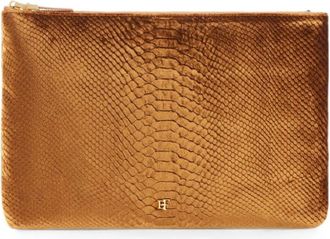 Elisabetta Franchi Python Print Clutch - Dames - Clutches - Oranje - ONE Size - Tassen