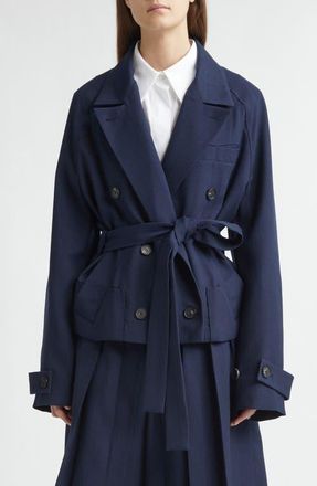 SETCHU Origami Belted Virgin Wool Jacket in Navy at Nordstrom, Size 4