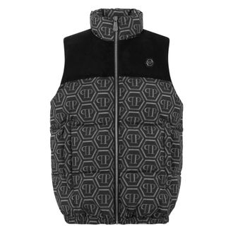 Philipp Plein Gilet corto Monogram - - Jackets - Uomo - Nero - XL