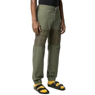 Palm Angels Mens Bicolor Cotton Cargo Pants