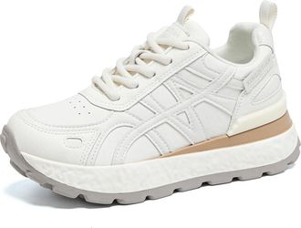 Generic Wedge Sneakers for Women, Stylish Wedge Tennis Shoes Non-Slip Lace Up Platform Daily Sneakers,White,3.5 UK