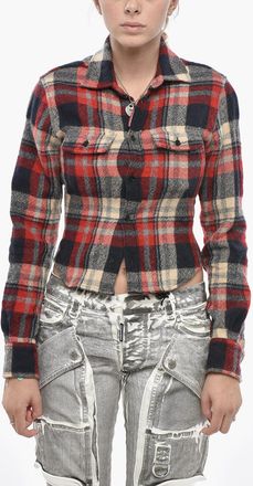 Dsquared2 Overshirt MINI DEAN Cropped Fit in Lana Vergine Motivo Plaid Dsquared2