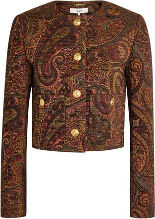 Chloé Paisley-jacquard Cropped Woven Jacket - Multi Print - 38 (UK10 / S)