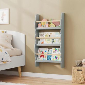Woltu Kids Librer&iacute;a Infantil Pared Estanter&iacute;a Frontal De Madera Organizador Peque&ntilde;o De Libros Blanco - Woltu