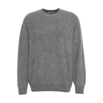 Soft Goat Cashmere Knitwear, male, Gray, L, Brushed Cashmere Crewneck Jumper
