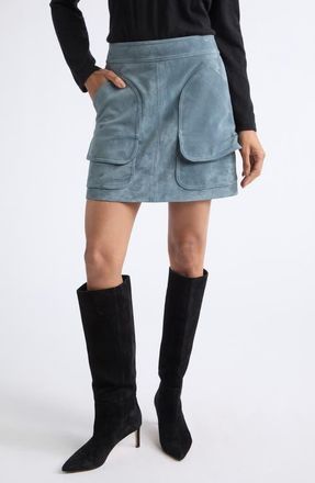 Veronica Beard Norwood Suede Miniskirt in Blue Steel at Nordstrom, Size 10