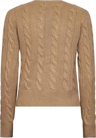 Polo Ralph Lauren Womens Cardigan Cable Knit Camel Wool-Cashmere Cardigans Sweater