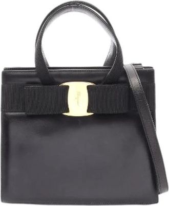 Ferragamo Pre-owned Vara Ribbon Leder 2way Handbag - Dames - Vintage Handtas - Zwart - ONE Size - Leer - Vintage