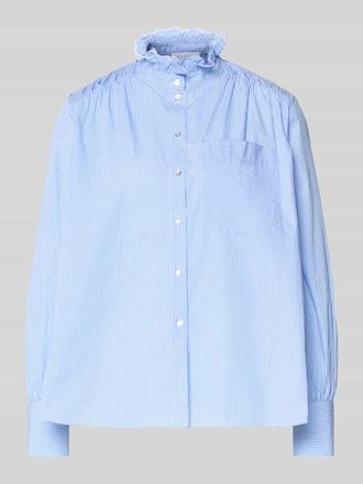 Rich & Royal Regular Fit Bluse aus reiner Baumwolle mit Stehkragen in Hellblau, Gr&ouml;&szlig;e 34