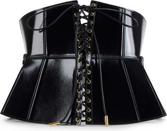 Elisabetta Franchi Bustier-stijl leren riem - Dames - Riemen - Zwart - S - Leer - Accessoires