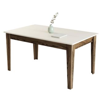 Dmora Mesa Fija Viverone, 6 Plazas, Forma Rectangular, Soporta 120 Kg, 145x88x75h Cm, Marr&oacute;n Nogal