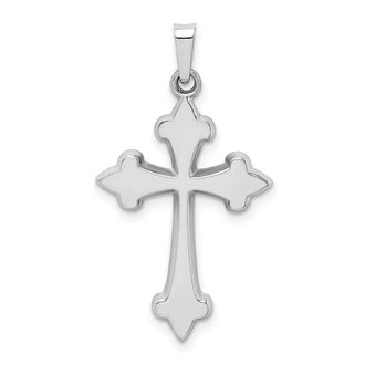 Diamond2Deal 14k White Gold Polished Fleur de Lis Cross Pendant