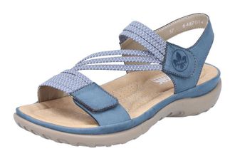 Rieker Riemchensandale RIEKER, Damen, Gr. 42, blau, Nubuklederimitat, Schuhe Riemchensandale, Sommerschuh, Sandalette, Keilabsatz, mit Gummiz&uuml;gen