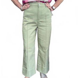 Entro Solid Wide Leg Pintuck Pants In Green