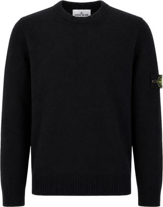 Stone Island Classic Black Sweater With Distinctive Patch Detail