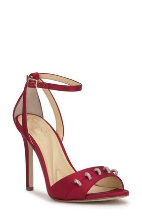 Jessica Simpson Juminee Ankle Strap Sandal in Chili Pepper Matte Satin at Nordstrom Rack, Size 12