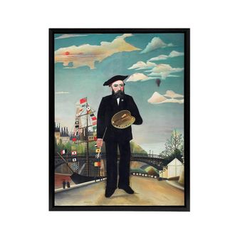 Artery8 Myself Portrait Landscape Rousseau Black Framed Canvas Wall Art Print | Size: W24 x H32