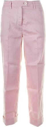 Re-hash Linnenmix Cropped Broek - Dames - Vrijetijds broeken - Roze - W28 - Linnen - Broeken