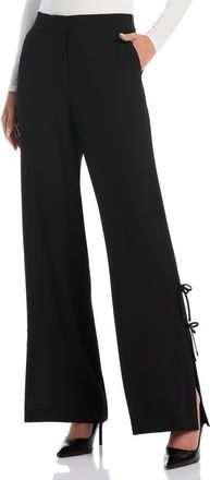 Shelli Segal High Waist Bow Side Slit Trousers in Black at Nordstrom Rack, Size 10