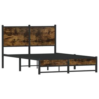 Berkfield Home Metal Bed Frame without Mattress Smoked Oak 120x200 cm in Brown | Size: Small Double