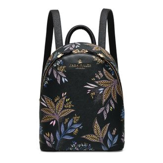 Sara Miller Mini Backpack for Women, Casual Daypack for Daily Use and Travel, Botanic Black