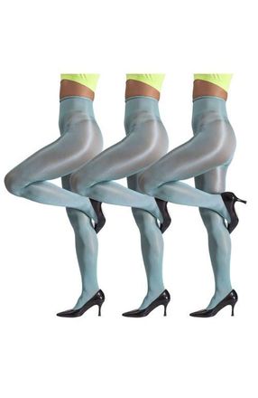 Lechery 7-Pack Glossy Semi-Opaque Statement Fashion Tights in Green at Nordstrom, Size Small