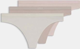 HUGO BOSS Womens 3 Pack of Logo Waistband Thongs - Multi - Size: 3XL