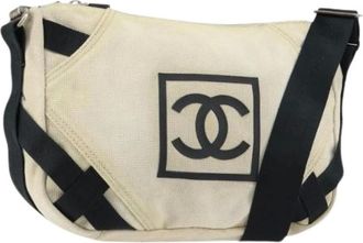 Chanel Pre-owned Cross Body Bags, female, Beige, Size: ONE SIZE Pre-owned Canvas Cross Body Bag