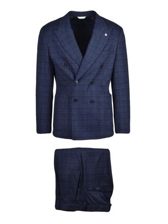 Manuel Ritz Blue Polyester-Blend Double-Breasted Formal Suit
