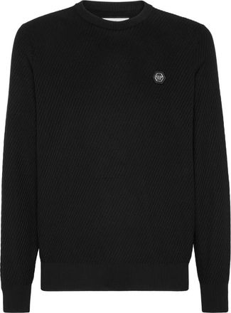 Philipp Plein Round-neck Knitwear, male, Black, XS, Round Neck Pullover