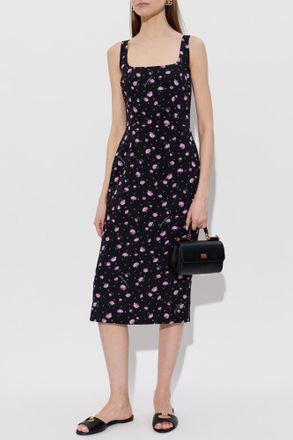 Dolce & Gabbana Floral Print Dress, Womens, Black